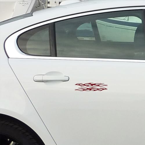 Image of Flame Stripe Racing 4 (Burgundy) (Set of 2) Premium Waterproof Vinyl Decal Stickers for Laptop Phone Accessory Helmet Car Window Bumper Mug Tuber Cup Door Wall Decoration