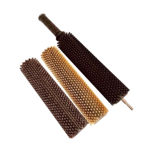 QSTDGVPW Ski Wax Brush Kit Ski Waxing Brushes Practical Three Replaceable Brushes Nylon Brass Horsehair Snowboard Waxing Brush Set