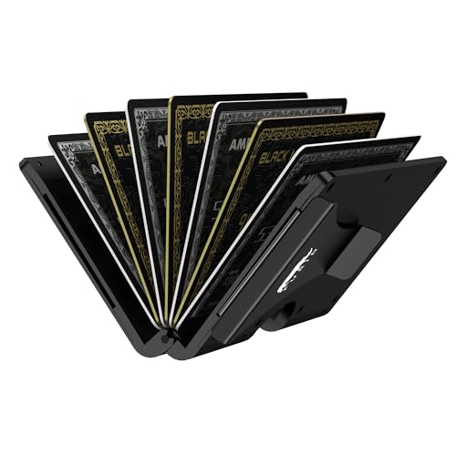 card wallet for men slim minimalist metal wallets with money clip - rfid thin front pocket credit card holder - gift for men husband father at anniversay brithday