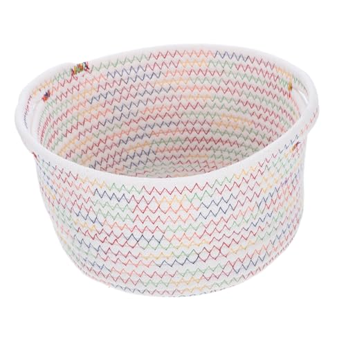 WHAMVOX Cesto de Cuerda de Algodón Pequeño Cesta Decorativa Multifuncional para Snacks Juguetes y Llaves Organizador para Escritorio y Hogar Almacenamiento Versátil para Artículos