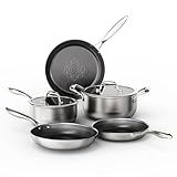 COOKER KING Stainless Steel Cookware Set, Pots and Pans Set Non Stick, Hybrid Ceramic Cookware, Frying Pans, Saucepans & Stock Pot with Glass Lid, Non-Toxic, Oven Safe, Induction Compatible