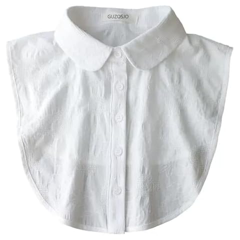GUZOSJO Floral Cotton Detachable Fake Collars Half False Shirt Dickey Half Blouse False Collar for Lady Girls C White Cover