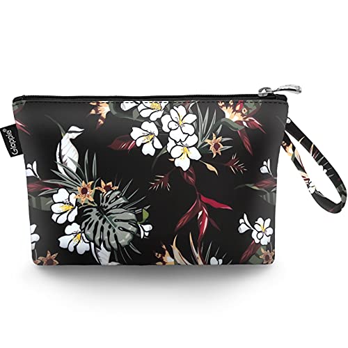 Gloppie Small Makeup Bag Summer Sunscreen Bag Cosmetic Bag for Purse Travel Make up Bags for Women Zipper Makeup Pouch White Flower