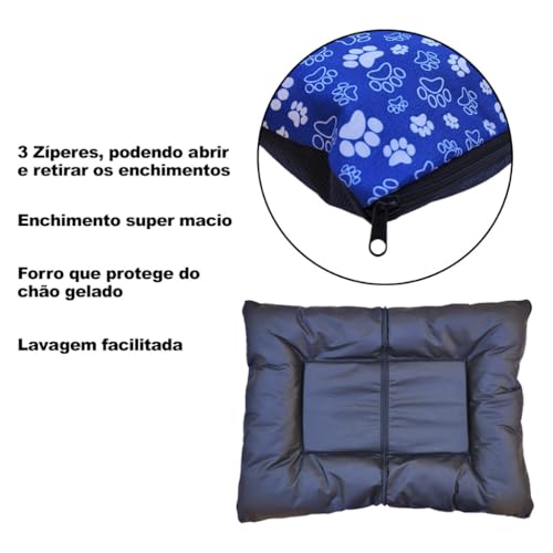 Cama Pet Tamanho G - 70 x 58 cm - Colchonete Macio Para Cachorro ou Gato Caminha Pet Lavável com Zip
