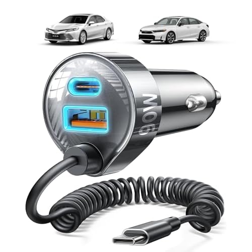 LISEN 4 in 1 Cigarette Lighter USB Charger Car Charger Fast Charge [2*USB C 45W+USB-A 30W+45W C-C Cable] 12v Car Phone Adapter Socket Accessories Gadgets for iPhone 17 15 Pro Max Samsung S26