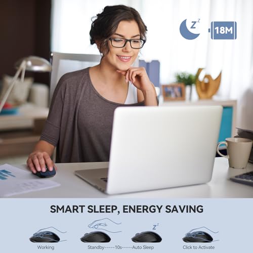 Image of TECKNET 2-in-1 Bluetooth Mouse (BT 5.0 /3.0+2.4Ghz), 6-Level 4000 DPI-Black | BT 5.0 /3.0 & 2.4G wireless mouse with 4000 DPI, silent clicks, ergonomic design, and USB receiver for laptop and PC.