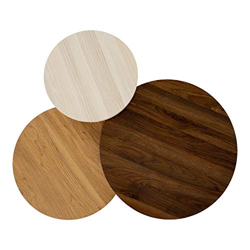 Walker Edison 3 Piece Modern Round Nesting Coffee Table Set Living Room Accent Ottoman Storage Shelf, Set Of 3, Dark Walnut #TOP7