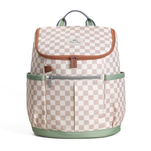 Itzy Ritzy Toddler & Kids Backpack - Lightweight Preschool & Elementary School Bag with Padded Straps, Trolley Sleeve, 2 Side Pockets, Tablet Sleeve & Name Label (Checkerboard)