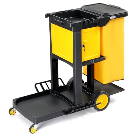 TUFFIOM Janitorial Cart with Locking Cabinet Cover