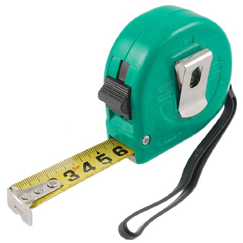 Aexit 5M 16Ft Tools & Home Improvement Green Plastic Case Metal Tape Ruler Measure Tape Measures w Strap