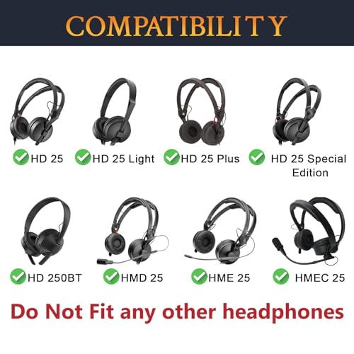 Image of SOULWIT Earpads Replacement for Sennheiser HD25 /HD25 Light(Lite) /HD25 Plus /HD25 Special Edition /HMD25 /HME25 /HMEC25 /HD250BT Headphones, Ear Pads Cushions with High-Density Foam - HD25 CG Black