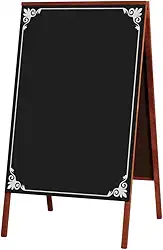 Cavalete de Calçada Negro Decorado 2, 70cm X 50cm, Mad. Pinus Mogno - Souza & Cia (Ref: 2123)