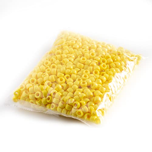 Image of Gxueshan 1000 Pcs Acrylic Yellow Pony Beads 6x9mm Bulk for Friendship DIY Bracelet Necklace Jewelry Making Earring Hair Braiding Kandi Beads