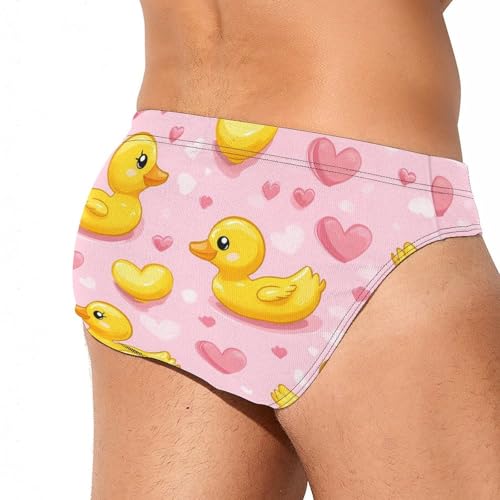 Yellow Rubber Ducks Love Hearts Mens Swim Briefs Bikini Sexy Low Rise Trunks Swimsuit Bathing Suit Beach3
