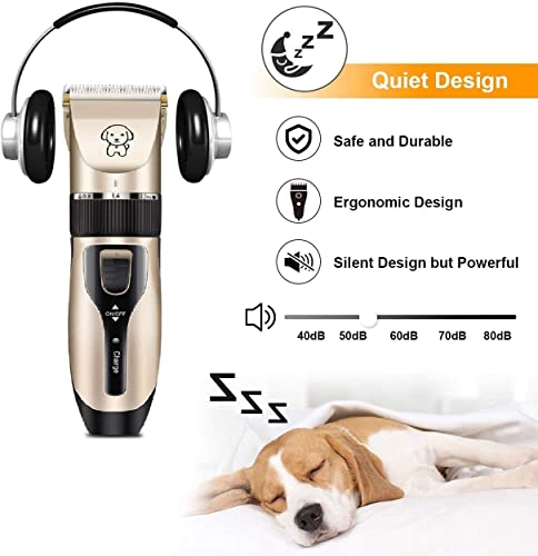 Image of DPISZONE Professional Automatic Rechargeable Pet Hair Trimmer with Comb for Dogs, Dog Cat Clipper Grooming Kit Low Noise Dog Hair Grooming kit for Dogs Cat Pet Trimmer