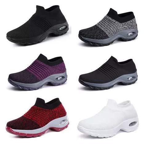 Women's Walking Shoes Sock Sneakers Mesh Slip On Air Cushion Lady Girls Modern Jazz Dance Easy Shoes Platform Loafers Sneakers4