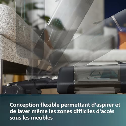 Philips Aspirateur Sec et Humide sans Fil Série 7000, Aspiration et Lavage Humide, Nettoyage Automatique, Jusqu'à 30 Min d'Autonomie et 180 m2, 3 Modes de Nettoyage (XW7110/01)