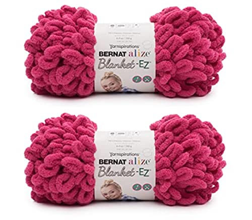 Image of Bernat Alize Blanket Bright Pink Yarn - 2 Pack of 180g /6.4oz - Polyester - 7 Jumbo - Chunky Yarn for Hand Knitting /Crochet