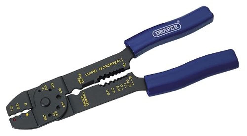 DRAPER 13657 - 215mm CT4 4 Way Terminal Crimping Tool & Wire Stripper/Cutter