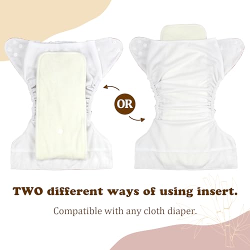 Image of Mama Koala 5-Layer Natural Baby Cloth Diaper Inserts with Snaps, Adjustable and Reusable for Any Baby Cloth Diaper(6 Pack)