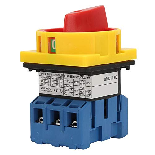 Interruptor Principal Disyuntor 40A/63a Interruptor de Cambio de Leva Giratoria 3 Polos 2 Posiciones Interruptor de Encendido Y Apagado para Máquina Herramienta, Maquinaria(63A)
