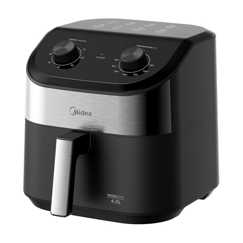 Fritadeira Midea Air Fryer 4,5L, design de dois botões, ampla faixa de temperatura de 80°C a 200°C, prato antiaderente para vegetais, 1550W, 220V, FWM45P2