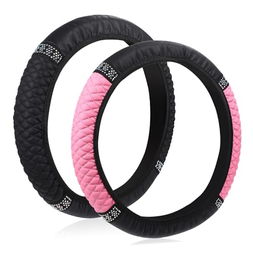 HEALLILY 2Piezas Funda para Volante de Imitación Elástico el Control Volante Accesorios para Automóviles