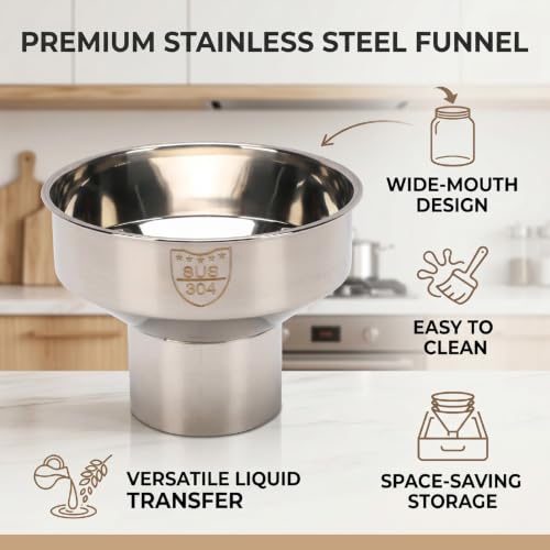 Embudo de cocina de acero inoxidable para líquidos e ingredientes secos 4