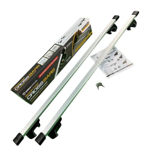 Shield Autocare Universal Aluminium Roof Bars – Extendable 140cm (55") Lockable Car Cross Bars with Anti-Theft Keys | Fits Vehicles with Raised Roof Rails | 68kg Load Capacity