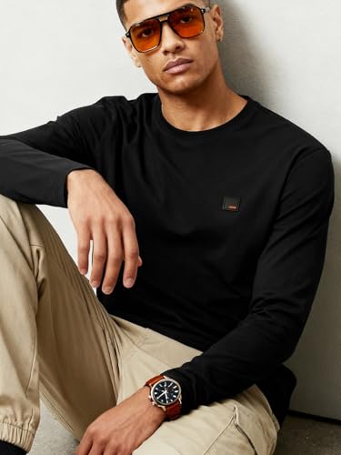 Image of DAMENSCH Fluid Full Sleeve T Shirt for Men; Cotton Stretch Tshirt for Man; No-Fade Colours Casual Shirts; Super Soft Fabric T Shirt for Men Cotton