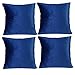 JOTOM Housse de Coussin Couleur Pure Velours Taie d'oreiller pour Canapé Maison Salon Chambre Décoration D'intérieur, 45x45cm, Ensemble de 4 pièces(Velours|Bleu foncé)
