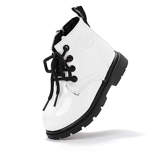 PATPAT Boys Girls Boots Waterproof Lace Up Kids Cowboy Boots Toddler Boots With Side Zipper for Toddler/Little Kid/Big Kid