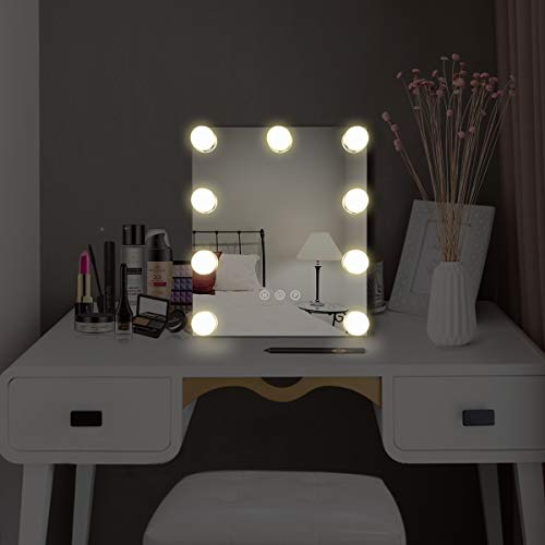Vanity Mirror with Lights, Baban Hollywood Makeup Mirror with Dimmable LED with Lights 3 Colors Light Detachable 10X Magnification Touch Control 360°Rotation for Dressing Room, Bedroom Makeup, Black… - Thumbnail 5