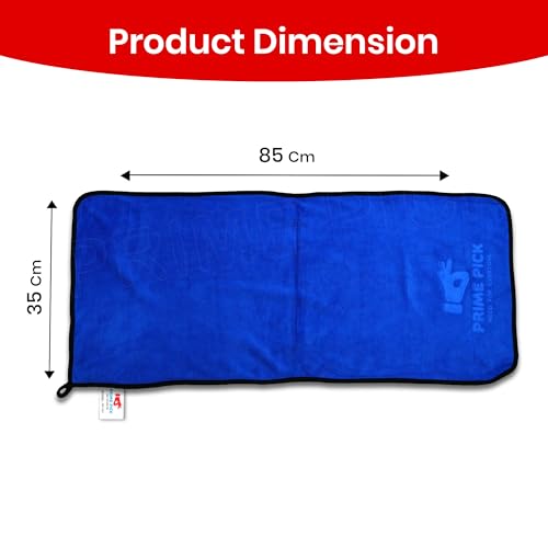 Image of PRIME PICK 500 GSM Microfiber Cleaning Cloth (35x85 cm) - Super Absorbent, Double-Sided Towel for Car, Bike & Auto Care Pack of 1 (Royal Blue)