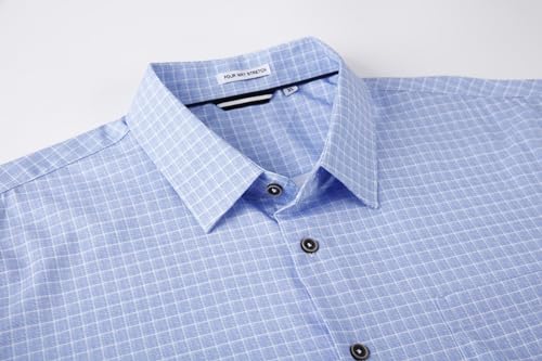 Alex Vando Mens Button Down Shirts Wrinkle Free 4-Way Stretch Print Business Casual Shirt