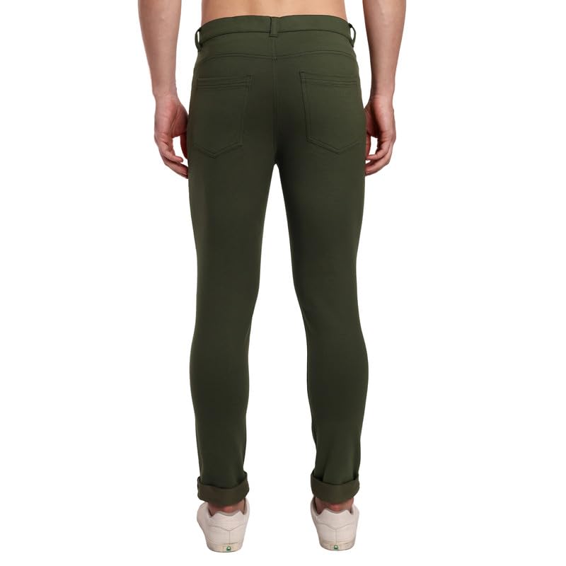 Image of ONE SKY Premium Men's Flexi Waist Casual Pants Cotton Blend Stretchable Chinos | Slim Fit Stylish Office Fashion Trousers for Office, Party | Men Formal Pant