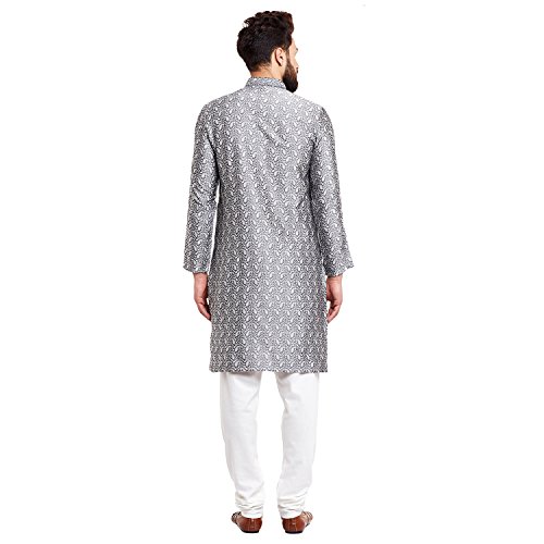 Image of Sojanya (Since 1958 Men's Red Jacquard Silk Kurta & Churidaar Pyjama
