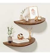 Sueuapp Solid Walnut Floating Shelves for Wall 15.7 Inch Set of 2, Live Edge Wall Mounted Shelf,R...