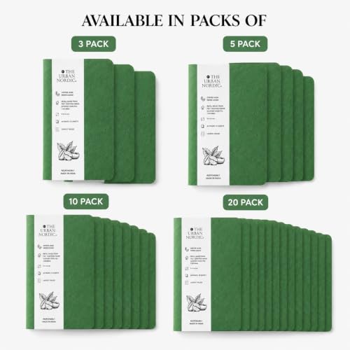 Image of Pocket Notebook A6 Pack of 20 | Mini Notebook for Office, Travel & Daily Notes | Olive Luxe Tree-Free Coffee Husk Paper Cover | FSC Recycled Pages | Small Notepad