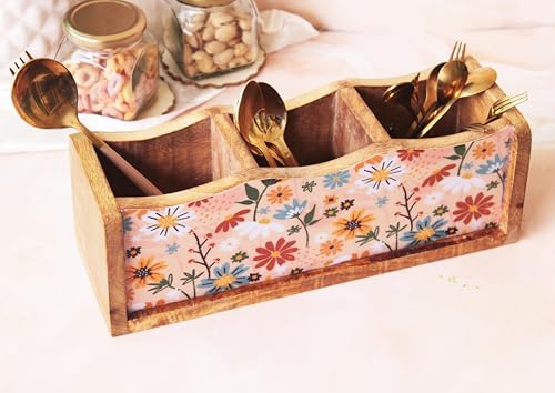 Image of Monstera Hut - Wooden Cutlery Holder| Cutlery Stand For Kitchen | Spoon Holder |Utensil Holder for Kitchen Counter | Wooden Storage Organiser (30 *10*10 cm)