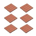 Pure Garden 50-LG1190 Patio and Deck Tiles – Interlocking Criss-Cross Pattern Outdoor Flooring Weather and Slip Resistant Square (Terra Cotta Color 6 Pcs),