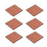 Pure Garden 50-LG1190 Patio and Deck Tiles – Interlocking Criss-Cross Pattern Outdoor Flooring Weather and Slip Resistant Square (Terra Cotta Color 6 Pcs),, 12 x 12 x 0.9 inches