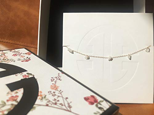 Erth 14K Solid Yellow Gold Constellation Moonstone Necklace Choker Delicate Fine Jewelry For Women Girls, 15" #TOP4