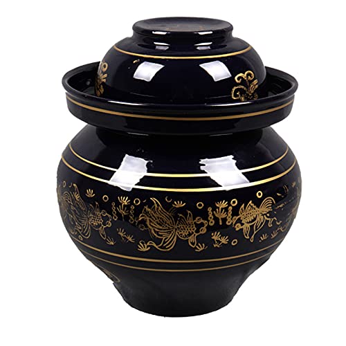 Vaso di fermentazione da 2,5 a 6,5 litri, vaso Kimchi in gres con coperchio Conservazione in ceramica Sottaceti domestici Gli alimenti possono per fare sottaceti, crauti e altri fer,2.5kg