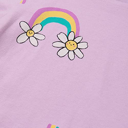 Girls Toddler Lavender Rainbow Flower Casual Cotton Dress (Bag Set)3