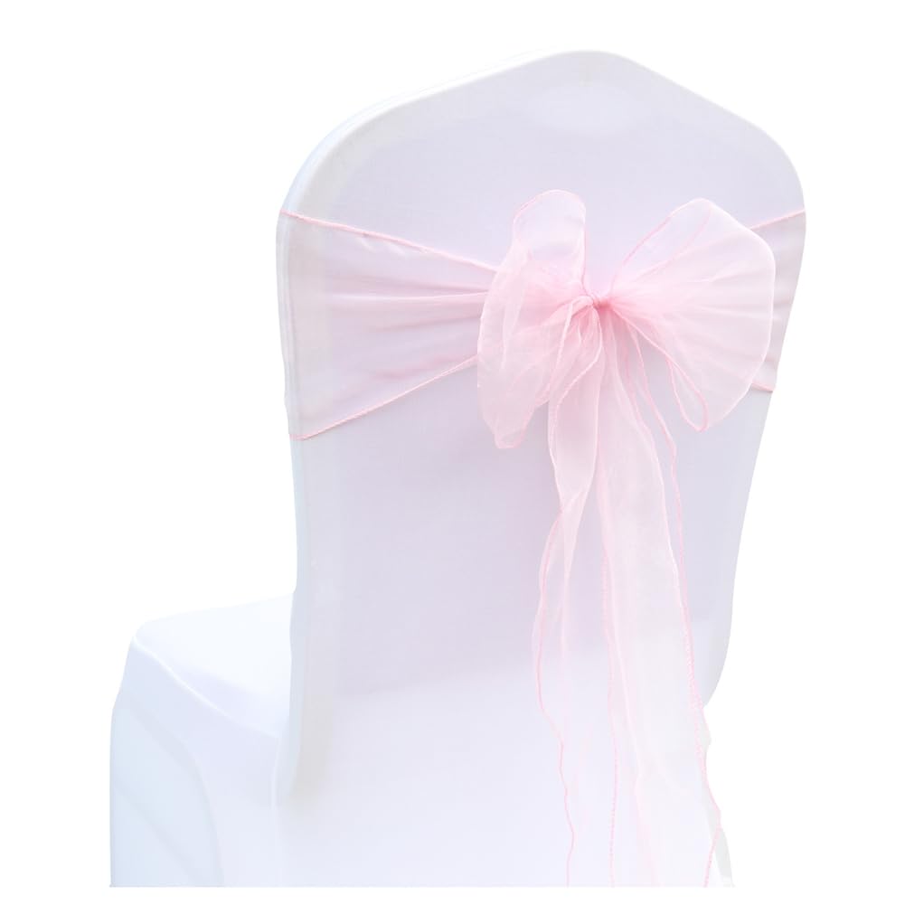 Organza Stuhl Schleife Schärpen Stuhlschleife Hochzeit Stuhlschärpen Dekor Schleifen Schärpen für Hochzeit Party Geburtstag Veranstaltungen Weihnachten Hotel Bankett Hellrosa 100 Stück