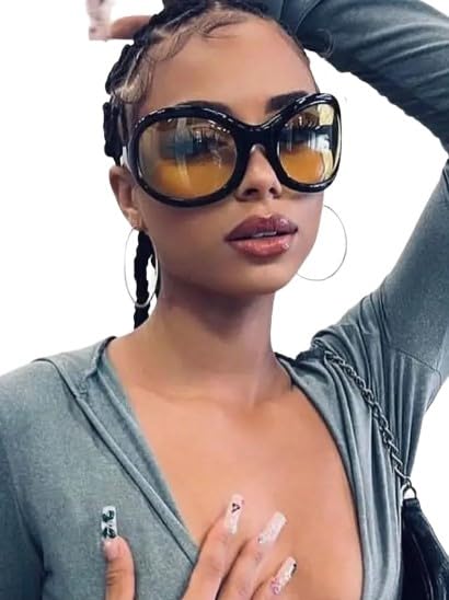 Stylish Y2K Oversized Oval Sunglasses with Red and Yellow Lenses2