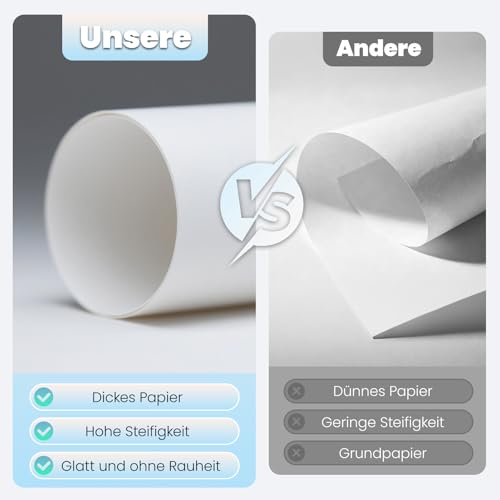 50 Blatt Naturweiß Tonpapier A4, 250g/m² Kartonpapier A4, Bastelkarton, Dickes Papier für Scrapbooking, Kartenherstellung, Einladungen & Malen