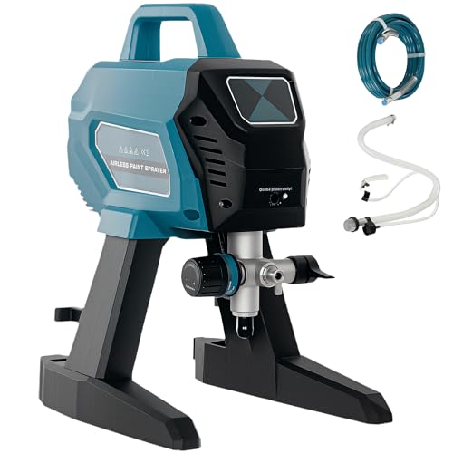 HOMCOM Farbsprühsystem, 700 W Lackierpistole Elektrisch mit drehbarer Düse, 200 bar Farbsprühgerät mit 1,5 L/min Durchfluss, 7,5m langem Schlauch, für Gartenzaun, Wände, Möbel, Decke