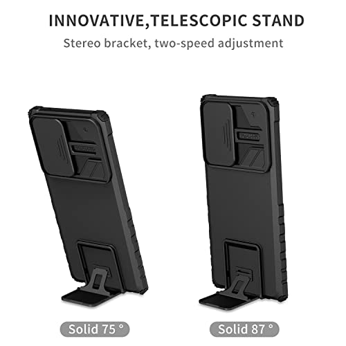 Image of ShieldTech Back Cover Case for Samsung Galaxy Note 20 Ultra | Sliding Camera Shield | Stereoscopic Stand | Shockproof 360 Protection | PC + TPU Hybrid Case for Samsung Galaxy Note 20 Ultra | Black